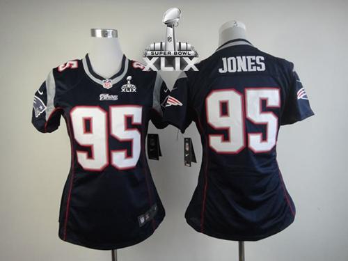 Women's Nike Patriots #95 Chandler Jones Navy Blue Team Color Super Bowl XLIX Stitched NFL Elite Jersey