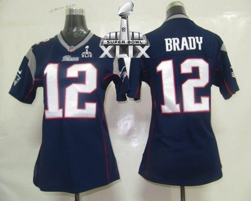 Women's Nike Patriots #12 Tom Brady Navy Blue Team Color Super Bowl XLIX Stitched NFL Elite Jersey