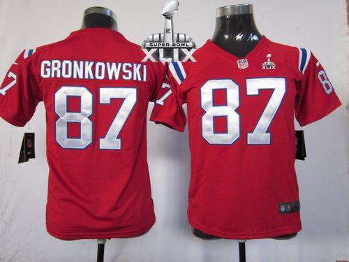 Youth Nike Patriots #87 Rob Gronkowski Red Alternate Super Bowl XLIX Stitched NFL Elite Jersey
