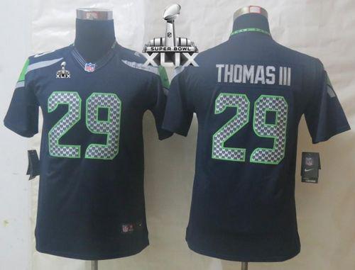 Youth Nike Seahawks #29 Earl Thomas III Steel Blue Team Color Super Bowl XLIX Stitched NFL Limited Jersey
