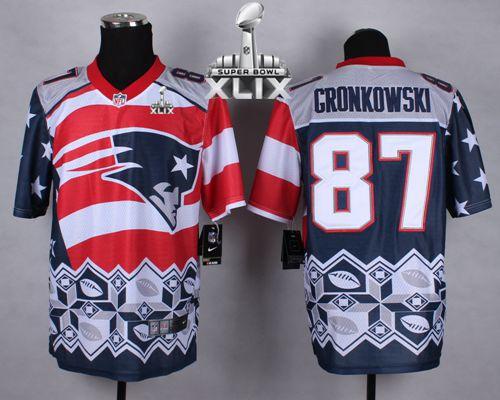 Nike Patriots #87 Rob Gronkowski Navy Blue Super Bowl XLIX Men's Stitched NFL Elite Noble Fashion Jersey