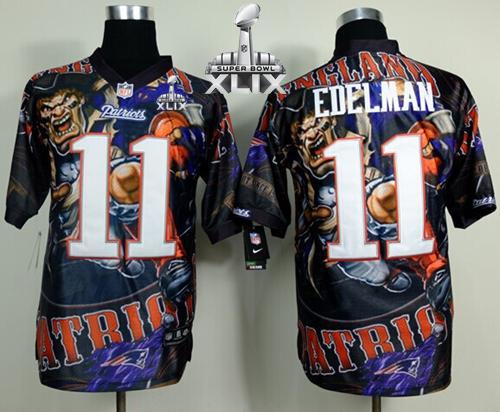 Nike Patriots #11 Julian Edelman Team Color Super Bowl XLIX Men's Stitched NFL Elite Fanatical Version Jersey