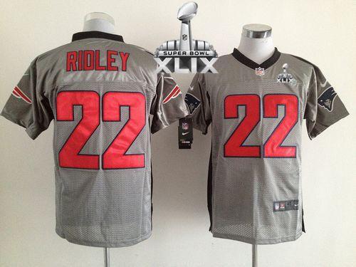 Nike Patriots #22 Stevan Ridley Grey Shadow Super Bowl XLIX Men's Stitched NFL Elite Jersey