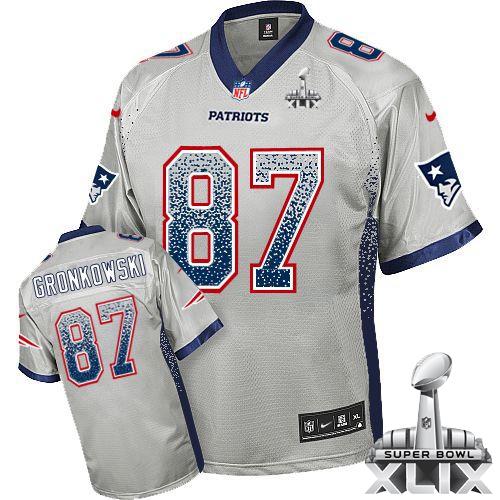 Nike Patriots #87 Rob Gronkowski Grey Super Bowl XLIX Men's Stitched NFL Elite Drift Fashion Jersey