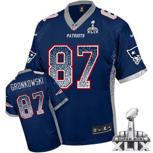 Nike Patriots #87 Rob Gronkowski Navy Blue Team Color Super Bowl XLIX Men's Stitched NFL Elite Drift Fashion Jersey