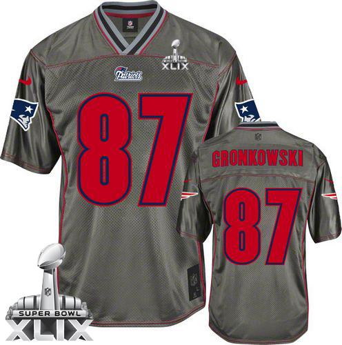 Nike Patriots #87 Rob Gronkowski Grey Super Bowl XLIX Men's Stitched NFL Elite Vapor Jersey