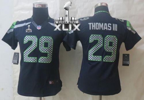 Women's Nike Seahawks #29 Earl Thomas III Steel Blue Team Color Super Bowl XLIX Stitched NFL Limited Jersey