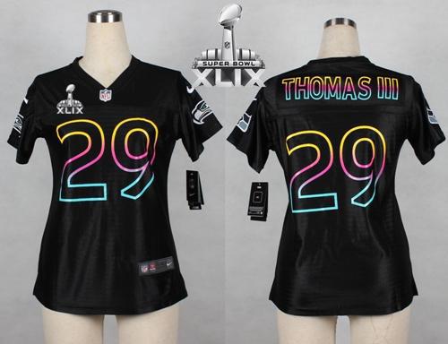 Women's Nike Seahawks #29 Earl Thomas III Black Super Bowl XLIX NFL Fashion Game Jersey