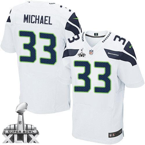 Nike Seahawks #33 Christine Michael White Super Bowl XLIX Men's Stitched NFL Elite Jersey