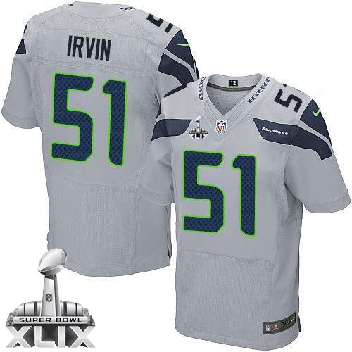 Nike Seahawks #51 Bruce Irvin Grey Alternate Super Bowl XLIX Men's Stitched NFL Elite Jersey
