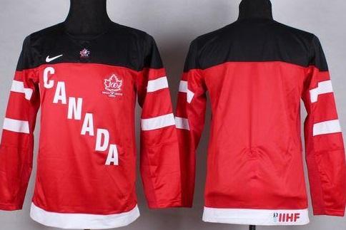 Youth Team Canada Blank Red 100th Anniversary Stitched NHL Jersey