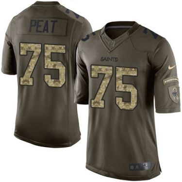 Youth Nike New Orleans Saints #75 Andrus Peat Green Stitched NFL Limited Salute To Service Jersey