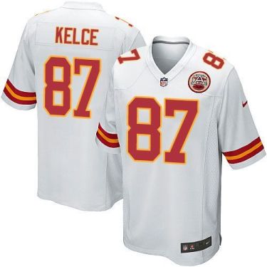 Youth Nike Kansas City Chiefs #87 Travis Kelce White Stitched NFL Elite Jersey