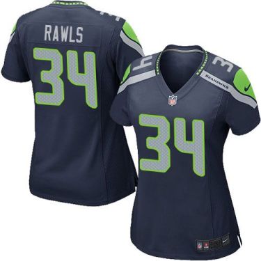 Women Nike Seattle Seahawks #34 Thomas Rawls Steel Blue Team Color Stitched NFL Elite Jersey