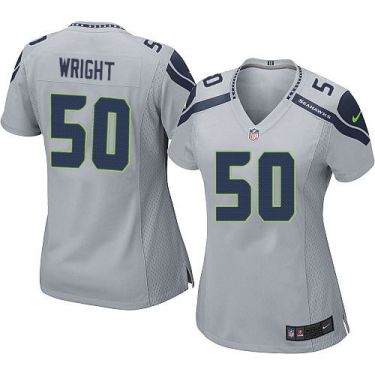 Women Nike Seattle Seahawks #50 K.J. Wright Grey Alternate Stitched NFL Elite Jersey