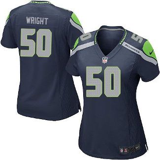 Women Nike Seattle Seahawks #50 K.J. Wright Steel Blue Team Color Stitched NFL Elite Jersey