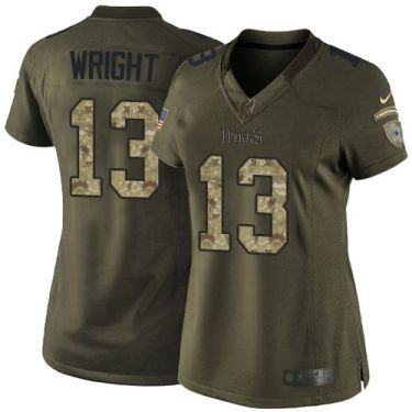 Women Nike Tennessee Titans #13 Kendall Wright Green Stitched NFL Limited Salute To Service Jersey
