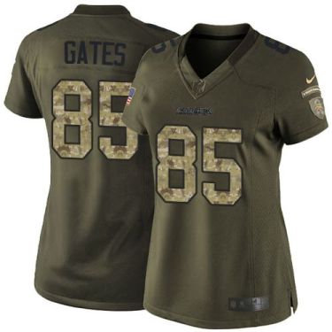 Women Nike San Diego Chargers #85 Antonio Gates Green Stitched NFL Limited Salute To Service Jersey