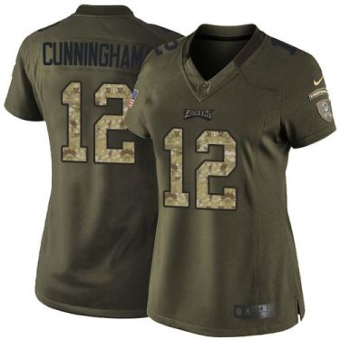 Women Nike Philadelphia Eagles #12 Randall Cunningham Green Stitched NFL Limited Salute To Service Jersey