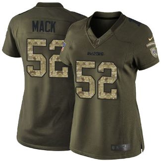 Women Nike Oakland Raiders #52 Khalil Mack Green Stitched NFL Limited Salute To Service Jersey