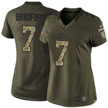 Women Nike Philadelphia Eagles #7 Sam Bradford Green Stitched NFL Limited Salute To Service Jersey