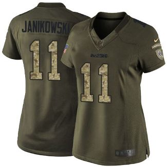 Women Nike Oakland Raiders #11 Sebastian Janikowski Green Stitched NFL Limited Salute To Service Jersey