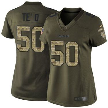 Women Nike San Diego Chargers #50 Manti Te'o Green Stitched NFL Limited Salute To Service Jersey