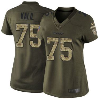Women Nike Minnesota Vikings #75 Matt Kalil Green Stitched NFL Limited Salute To Service Jersey