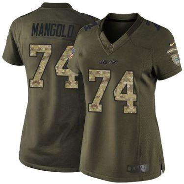 Women Nike New York Jets #74 Nick Mangold Green Stitched NFL Limited Salute To Service Jersey
