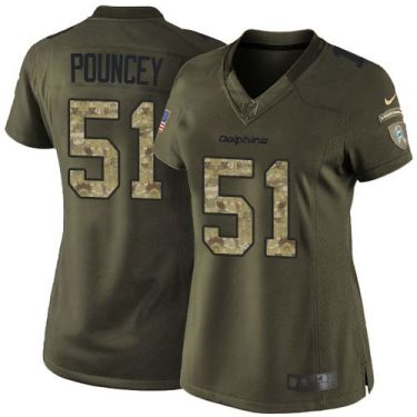 Women Nike Miami Dolphins #51 Mike Pouncey Green Stitched NFL Limited Salute To Service Jersey