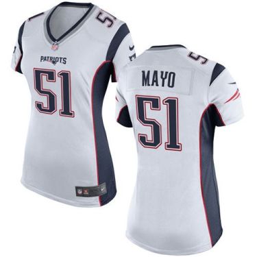 Women Nike New England Patriots #51 Jerod Mayo White Stitched NFL New Elite Jersey