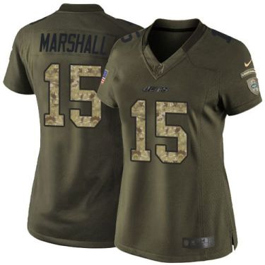 Women Nike New York Jets #15 Brandon Marshall Green Stitched NFL Limited Salute To Service Jersey