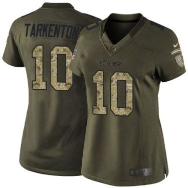 Women Nike Minnesota Vikings #10 Fran Tarkenton Green Stitched NFL Limited Salute To Service Jersey