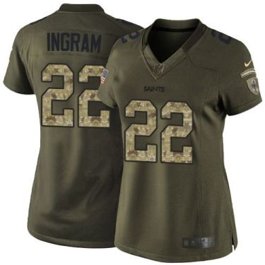 Women Nike New Orleans Saints #22 Mark Ingram Green Stitched NFL Limited Salute To Service Jersey