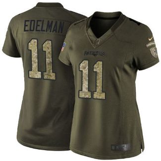 Women Nike New England Patriots #11 Julian Edelman Green Stitched NFL Limited Salute To Service Jersey