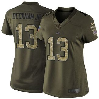 Women Nike New York Giants #13 Odell Beckham Jr Green Stitched NFL Limited Salute To Service Jersey