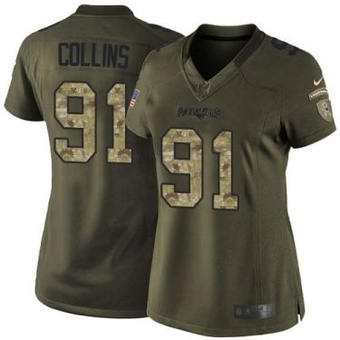 Women Nike New England Patriots #91 Jamie Collins Green Stitched NFL Limited Salute To Service Jersey