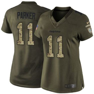 Women Nike Miami Dolphins #11 DeVante Parker Green Stitched NFL Limited Salute To Service Jersey