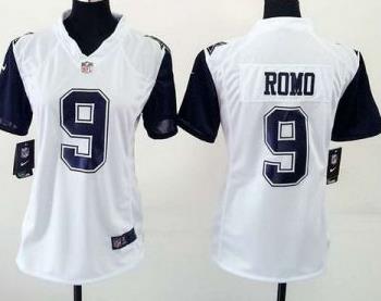 Women Nike Dallas Cowboys #9 Tony Romo White Stitched NFL Elite Rush Jersey