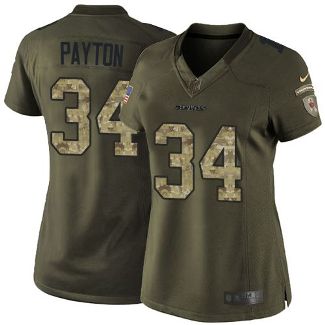 Women Nike Chicago Bears #34 Walter Payton Green Stitched NFL Limited Salute To Service Jersey