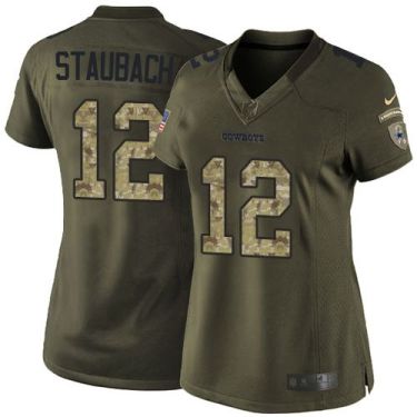 Women Nike Dallas Cowboys #12 Roger Staubach Green Stitched NFL Limited Salute To Service Jersey