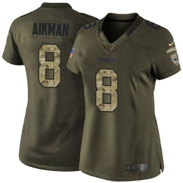 Women Nike Dallas Cowboys #8 Troy Aikman Green Stitched NFL Limited Salute To Service Jersey