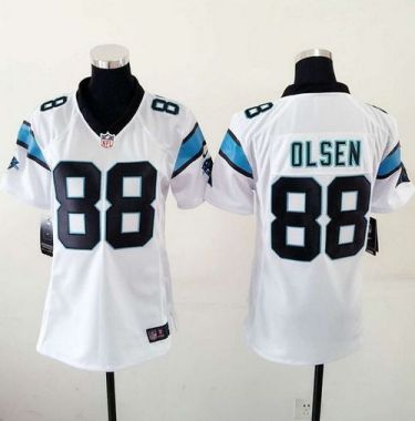 Women Nike Carolina Panthers #88 Greg Olsen White Stitched NFL Elite Jersey