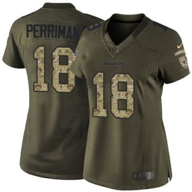 Women Nike Baltimore Ravens #18 Breshad Perriman Green Stitched NFL Limited Salute To Service Jersey
