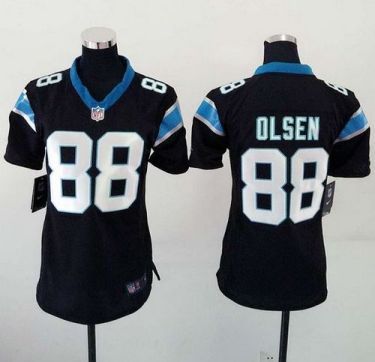 Women Nike Carolina Panthers #88 Greg Olsen Black Team Color Stitched NFL Elite Jersey
