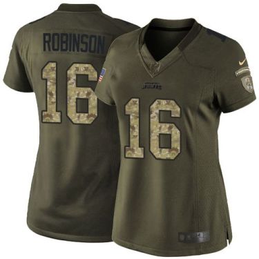 Women Nike Jacksonville Jaguars #16 Denard Robinson Green Stitched NFL Limited Salute To Service Jersey