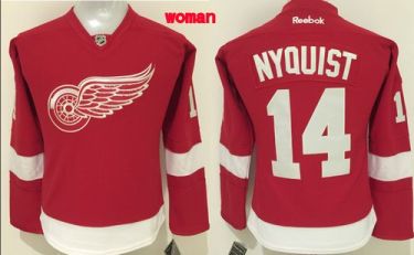Women Detroit Red Wings #14 Gustav Nyquist Red Home Stitched NHL Jersey