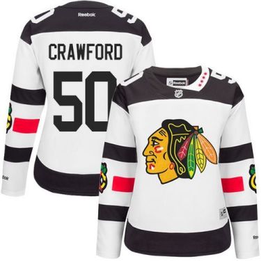Women Chicago Blackhawks #50 Corey Crawford White 2016 Stadium Series Stitched NHL Jersey
