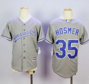 Youth Kansas City Royals #35 Eric Hosmer Grey Cool Base Stitched MLB Jersey