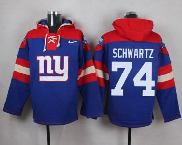 Nike New York Giants #74 Geoff Schwartz Royal Blue Player Pullover NFL Hoodie